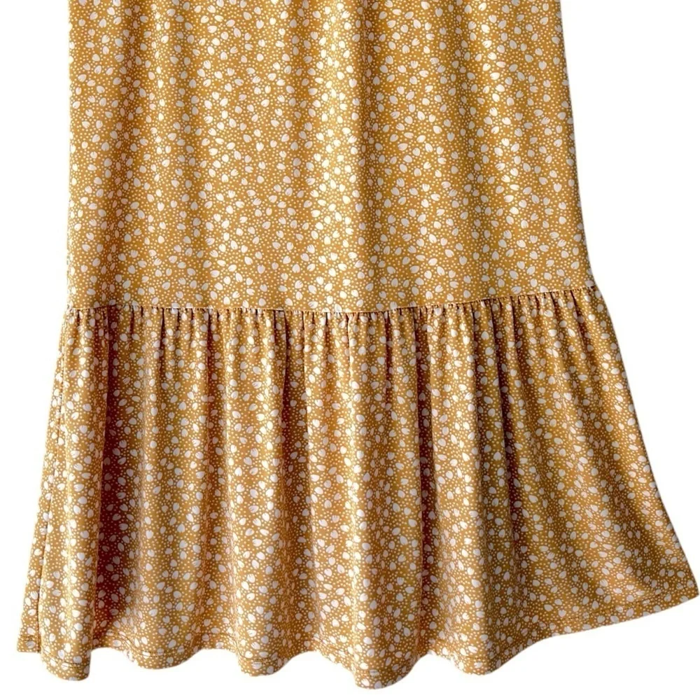 BANANA REPUBLIC | NWOT KNIT FLOUNCE SHIFT DRESS PETITE PRINT HONEY ORANGE | XS
